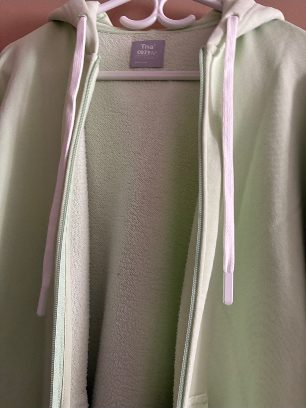 Light Mint Zip-Up Hoodie (Tna by Aritzia) COZYAF — strings were replaced - Picture 5 of 5